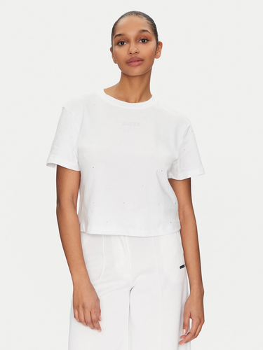 Crop Top GUESS Guess Primula Rhinestones Boxy T-Shirt Biela | V5GI00I3Z14-G011, 0