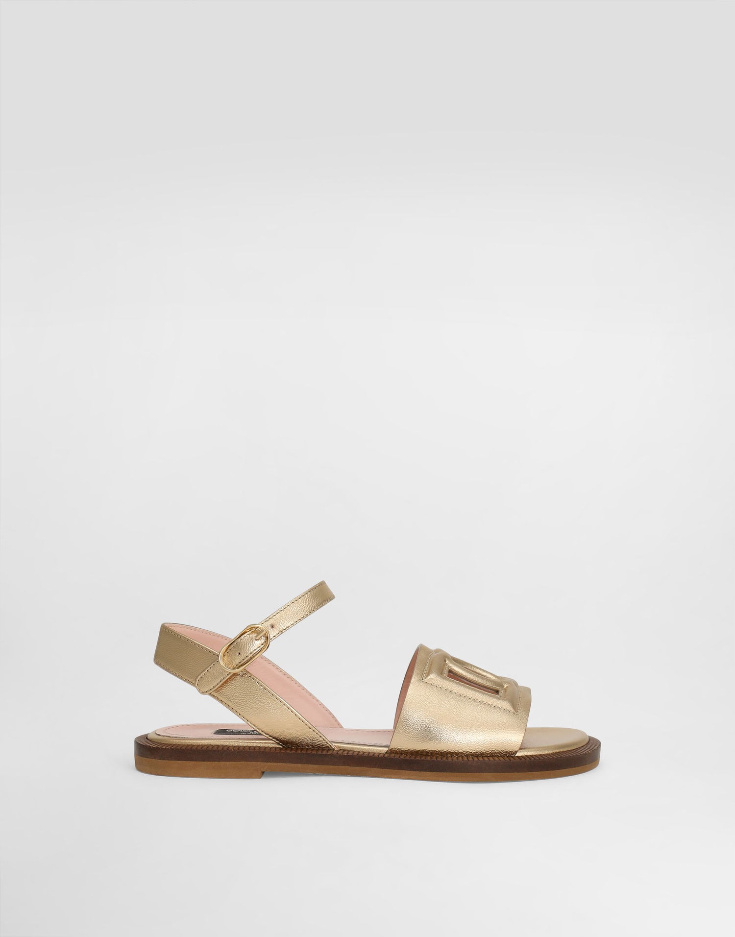 Doplnky Dolce & Gabbana Dolce & Gabbana Calfskin Sandals With Cut-Out DG Logo Metalická | D11308A12538H944, 0