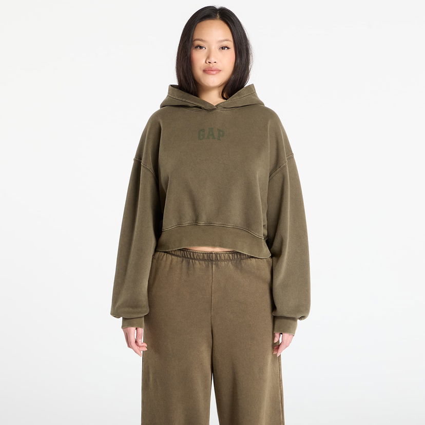 Mikina GAP Logo Pullover Cropped Hoodie Zelené | 841725-13