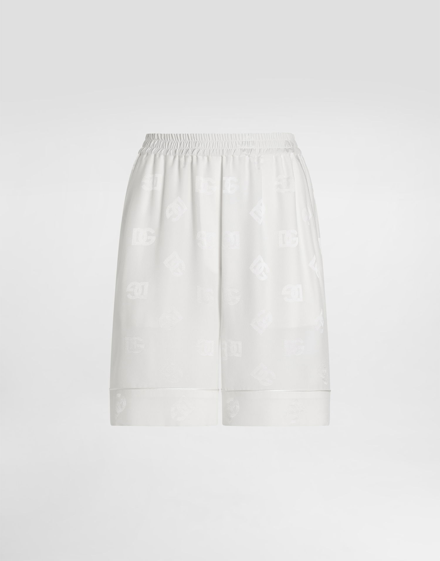 Šortky Dolce & Gabbana Dolce & Gabbana Silk Satin Bermuda Shorts With All-over DG Logo Biela | FTAM7TFJ1JOW0001, 0