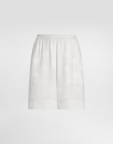Šortky Dolce & Gabbana Dolce & Gabbana Silk Satin Bermuda Shorts With All-over DG Logo Biela | FTAM7TFJ1JOW0001, 0
