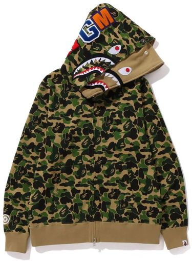Mikina BAPE ABC Camo Double Shark Full Zip Hoodie Zelené | 0ZXSWM115008L-GRN, 0