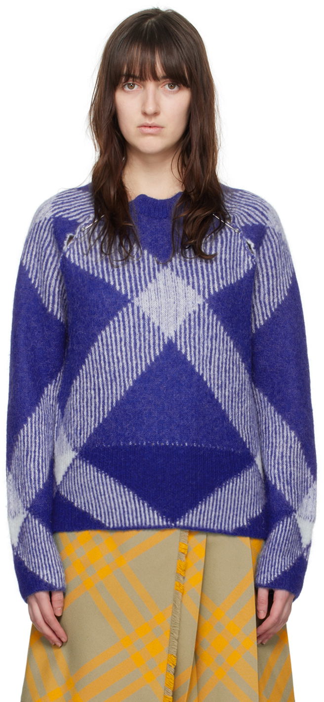Sveter Burberry Check Sweater Modrá | 8076250, 0