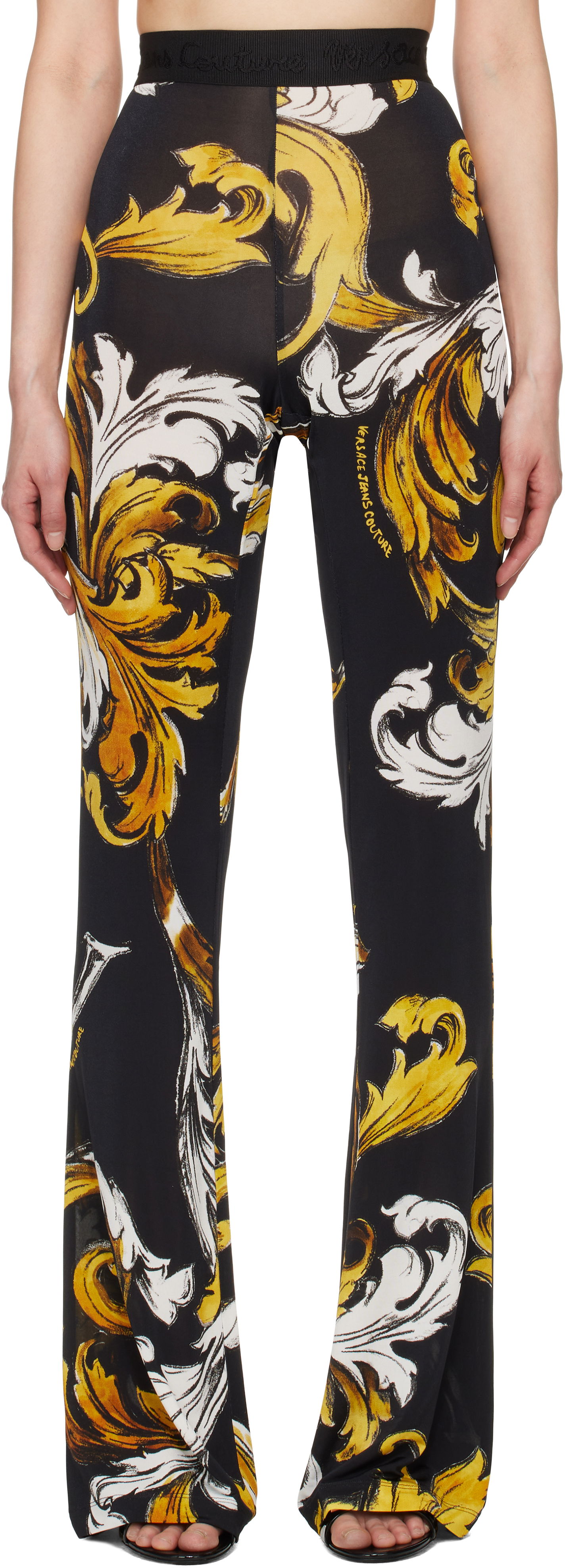 Legíny Versace Versace Jeans Couture Flared Baroque Print Leggings Čierna | E78HAC107_EJS471, 0