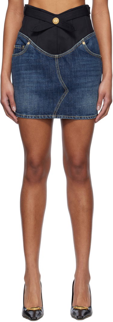 Sukňa Balmain Balmain Crêpe and Denim Miniskirt Modrá | EF1LBA56DF25, 0
