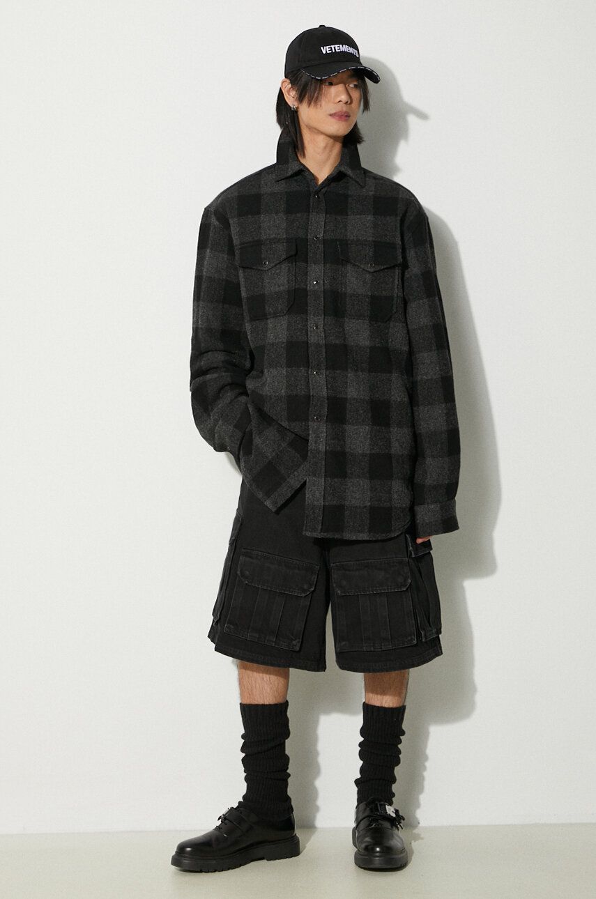 Košeľa VETEMENTS VETEMENTS Flannel Shirt Jacket Šedá | UE64SH260BG, 1