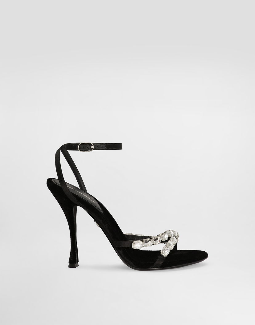 Tenisky a topánky Dolce & Gabbana Satin Sandals With Gemstone Embellishment Čierna | CR1821A6I688S488