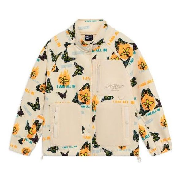 Mikina Li-Ning Li-Ning BADFIVE Print Stand Collar Jacket Béžová | AWDS138-4