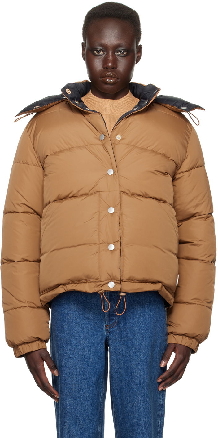 Prešívaná bunda A.P.C. Tan & Black Sophie Reversible Puffer Jacket Hnedá | PAAFW-F30200