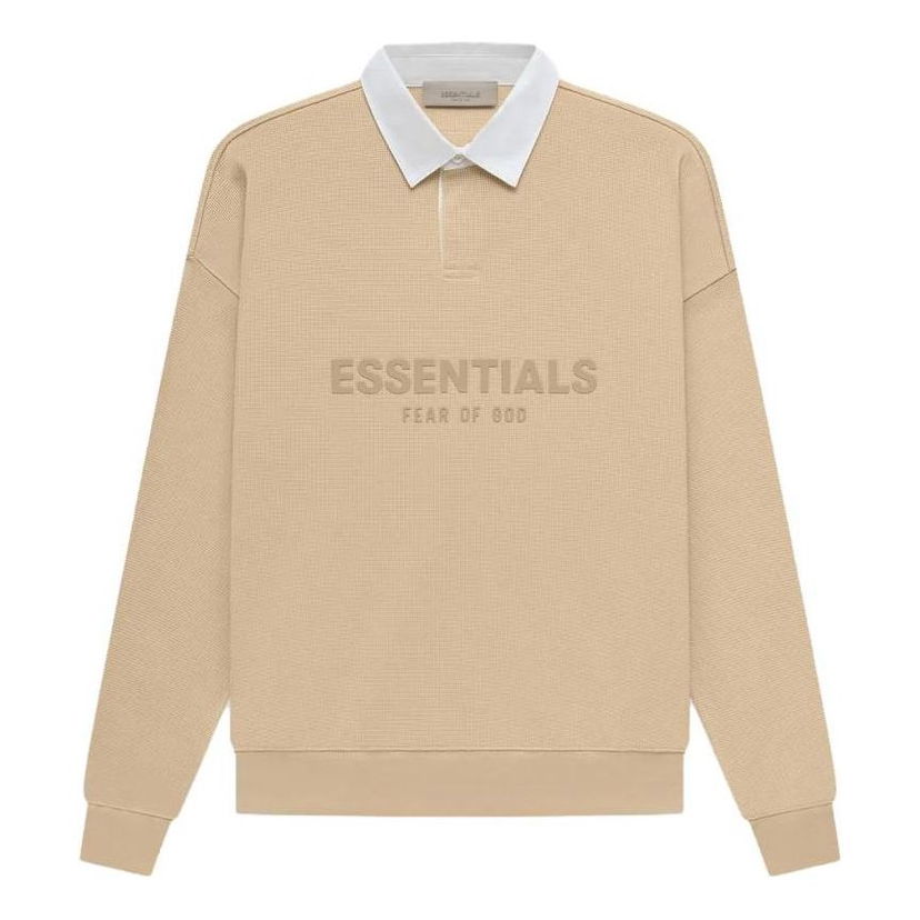 Polo tričko Fear of God Essentials Waffle Long Sleeve Polo Béžová | FOG-SS23-055