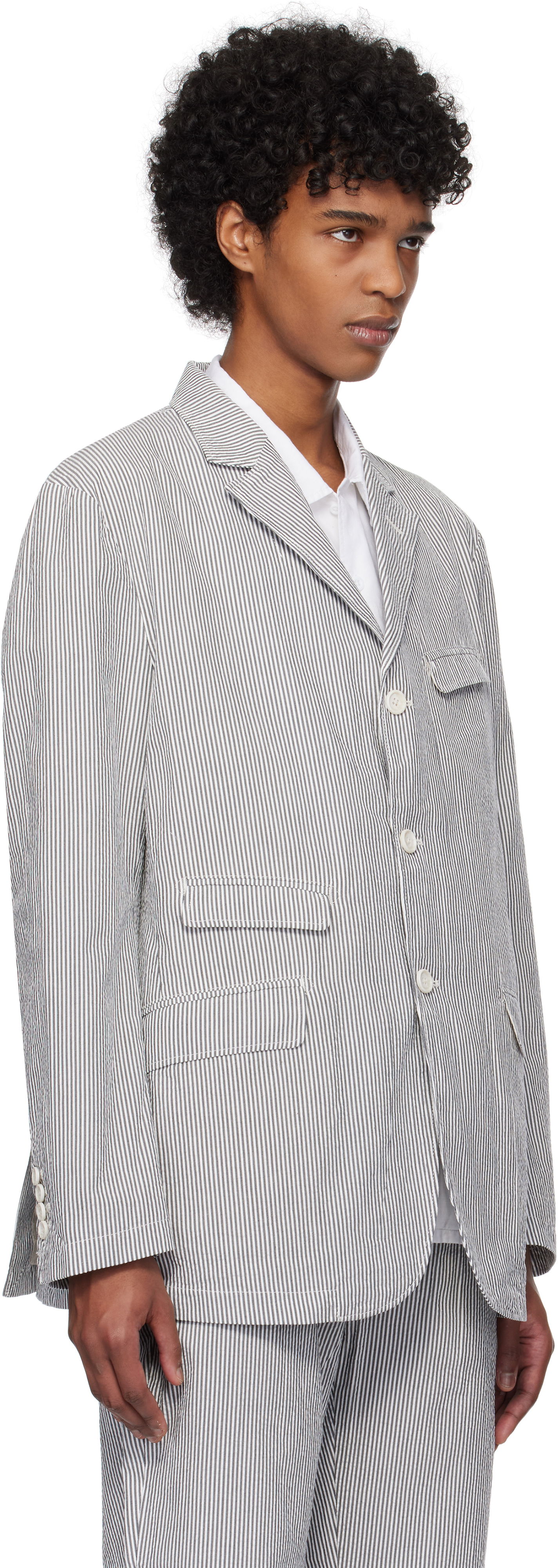 Bunda Engineered Garments Engineered Garments Andover Striped Blazer Šedá | 25S1D006, 1