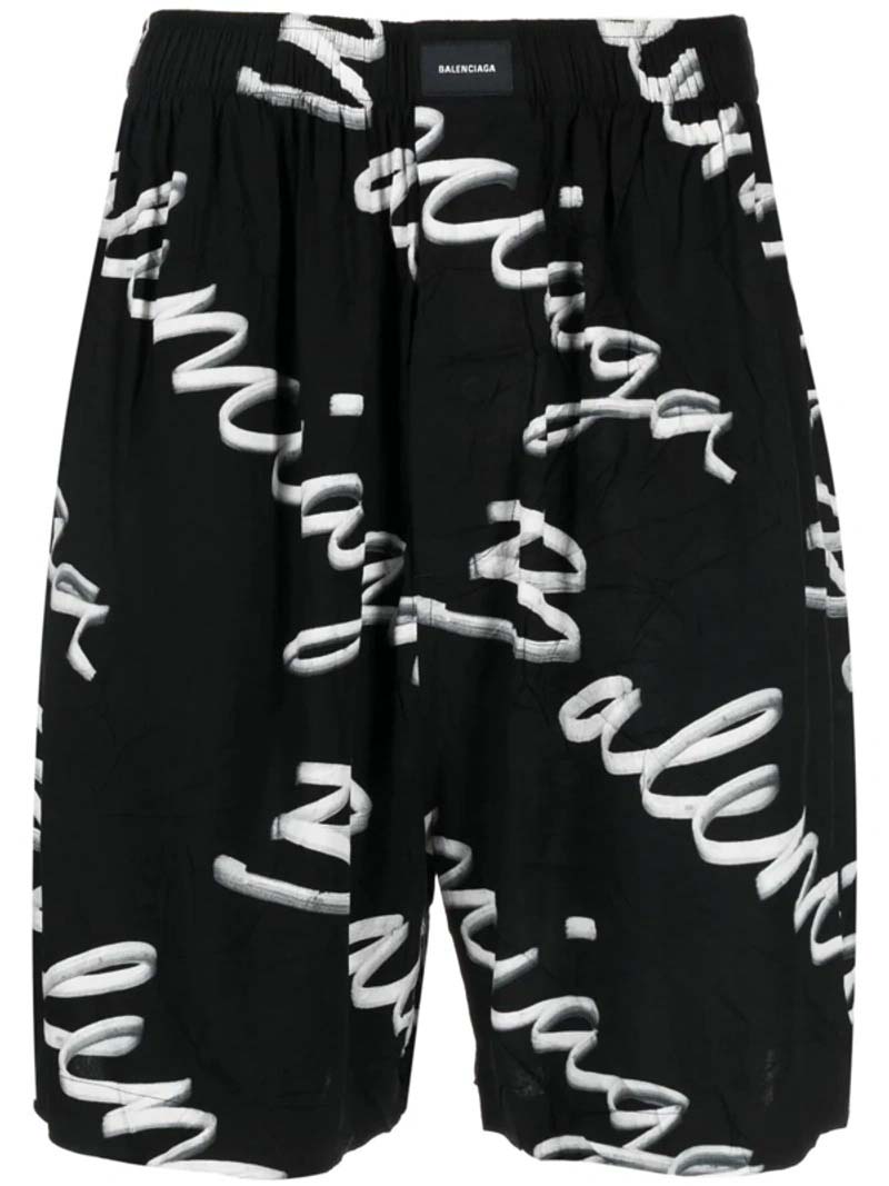 Šortky Balenciaga Scribble Logo Bermuda Shorts Čierna | 672410TML131070, 0