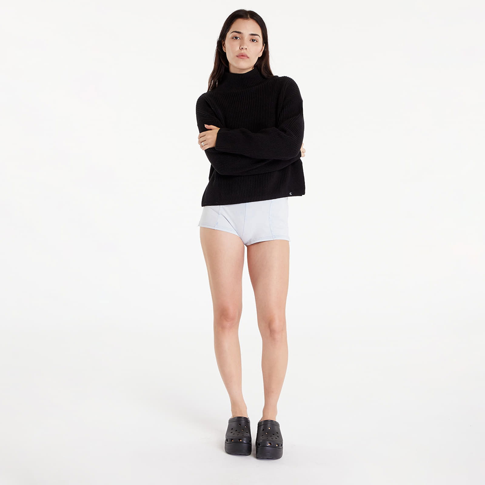 Chunky Loose High Neck Sweater Black