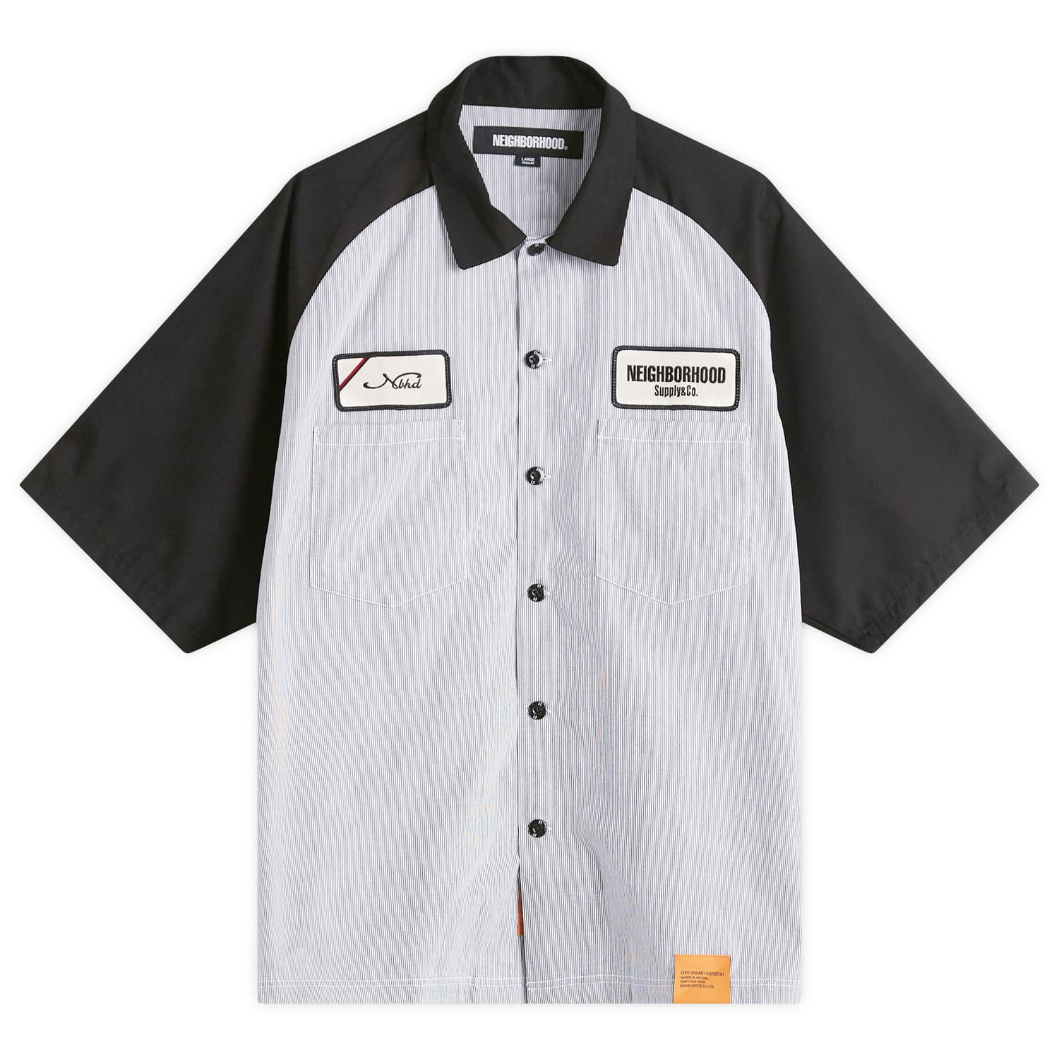Košeľa Neighborhood Neighborhood Classic Stripe Short Sleeve Work Shirt, Size Large Čierna | 251TSNH-SHM04-BLK, 0