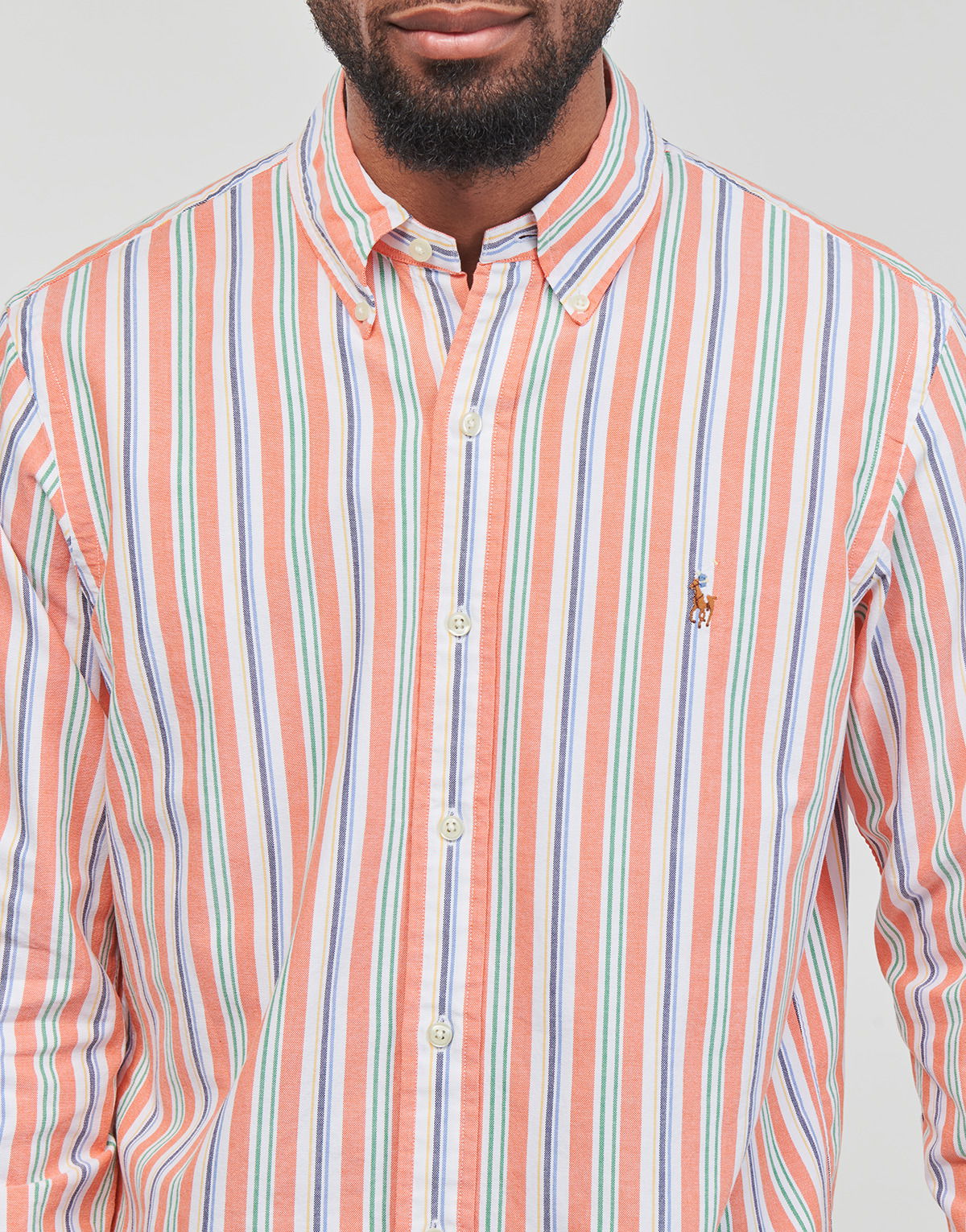 Classic-Collar Striped Cotton Shirt