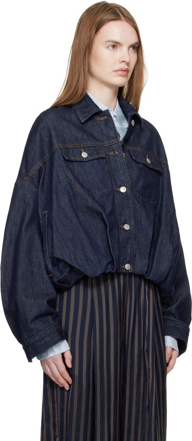 Bunda Dries Van Noten Bubble Hem Denim Jacket Navy | 261-130515-3385, 1