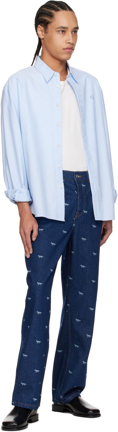 Džínsy MAISON KITSUNÉ Maison Kitsuné Fox Print Relaxed Jeans Modrá | OM01105WD4014, 3
