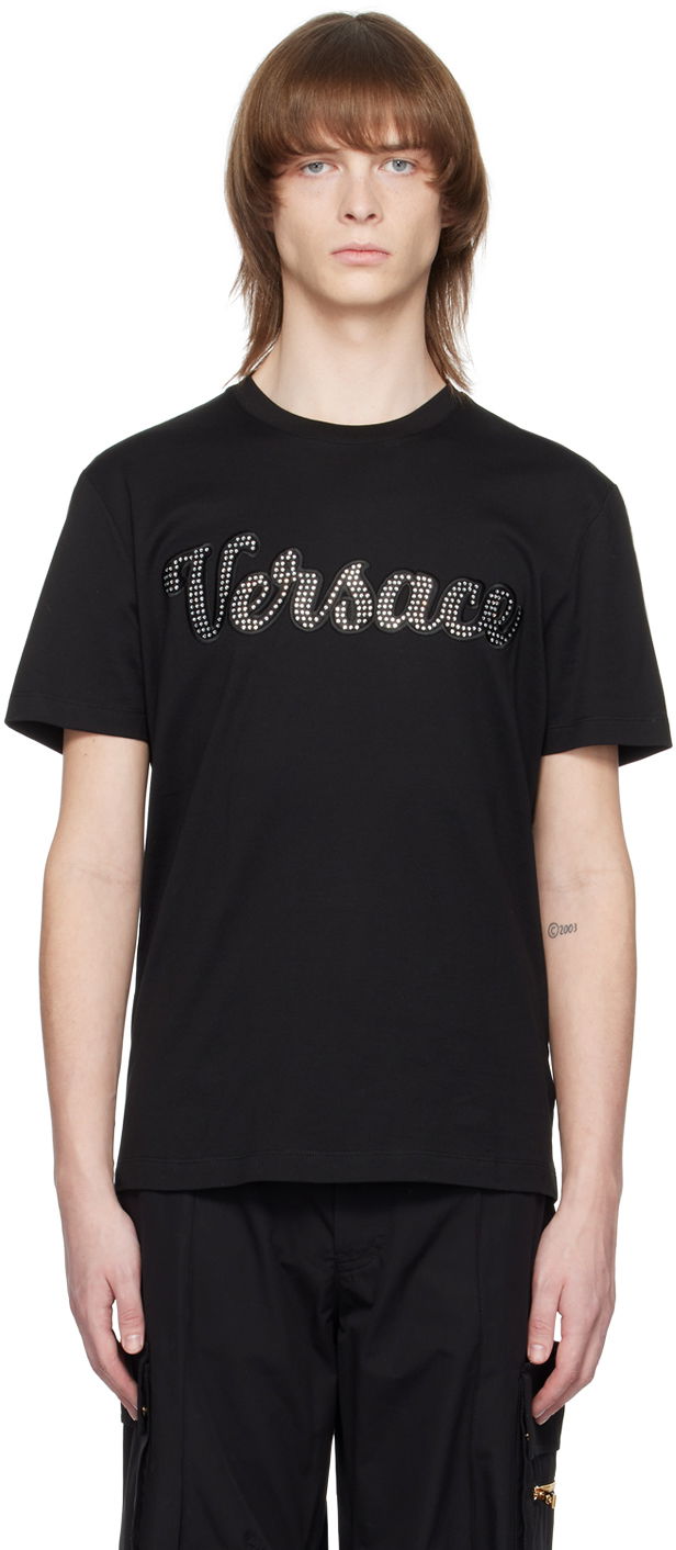 Tričko Versace Crystal Varsity T-Shirt Čierna | 1008464 1A06054, 0