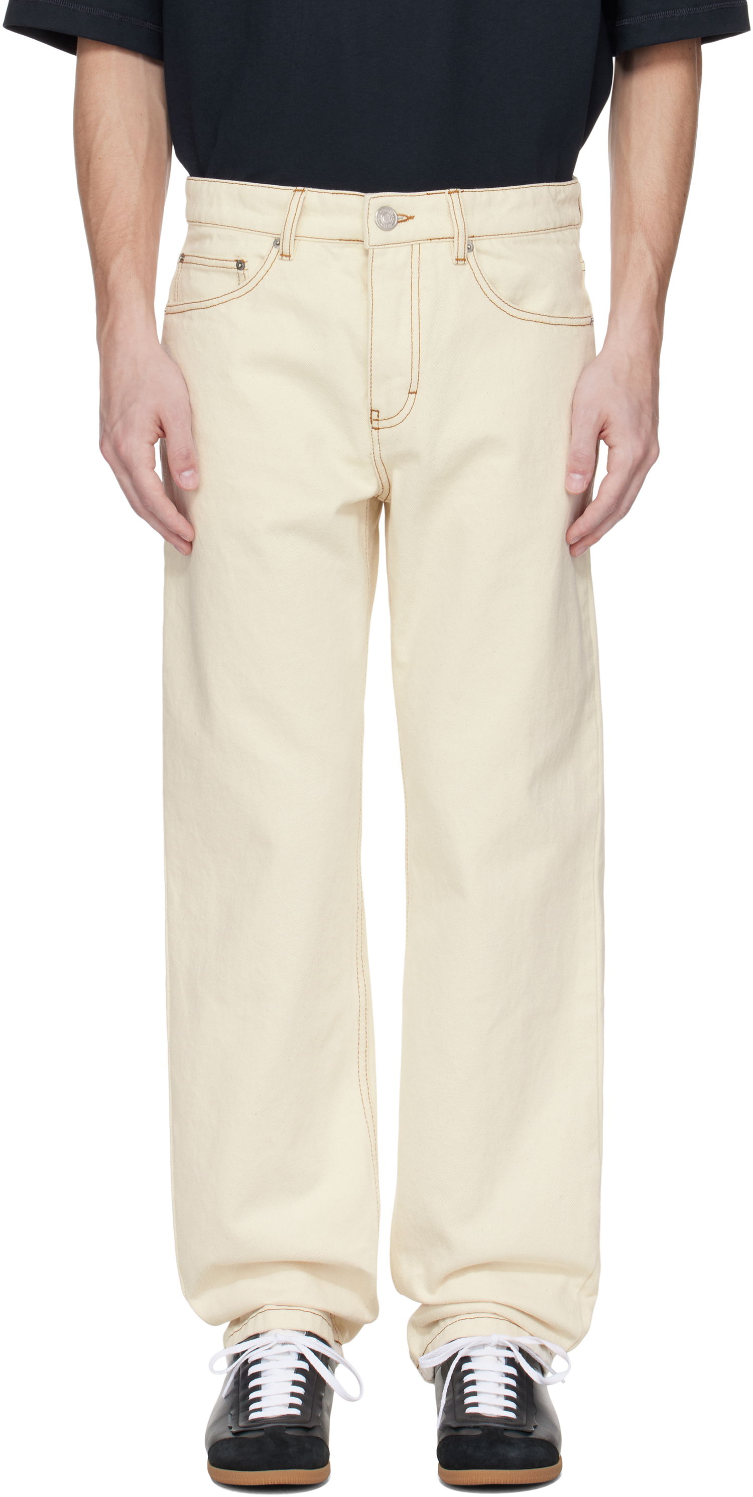 Džínsy AMI AMI Paris Classic Fit Jeans Béžová | HTR001.DE0039, 0