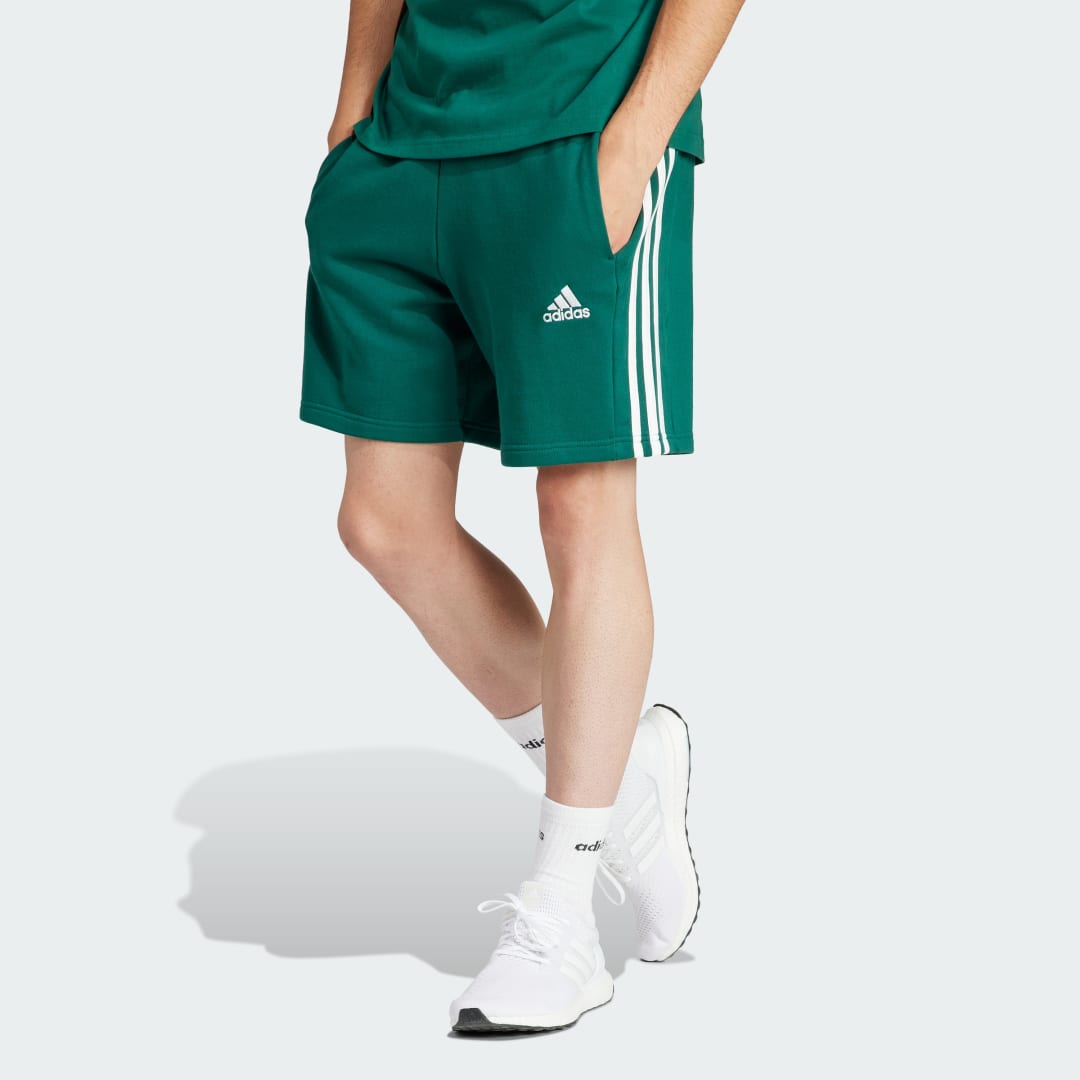 Šortky adidas Performance Essentials French Terry 3-Stripes Shorts Zelené | IS1342, 1