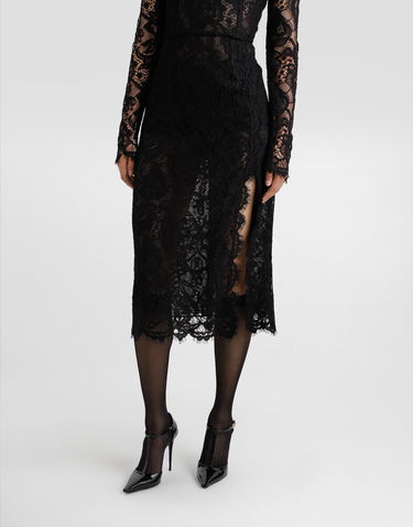 Šaty Dolce & Gabbana Dolce & Gabbana Flared Calf-Length Floral Lace Dress Čierna | F6JSLTILMBJN0000, 3