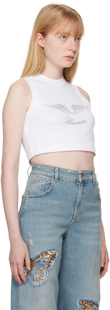 Tielko Blumarine White Crystal-Cut Tank Top Biela | P444T037A, 1
