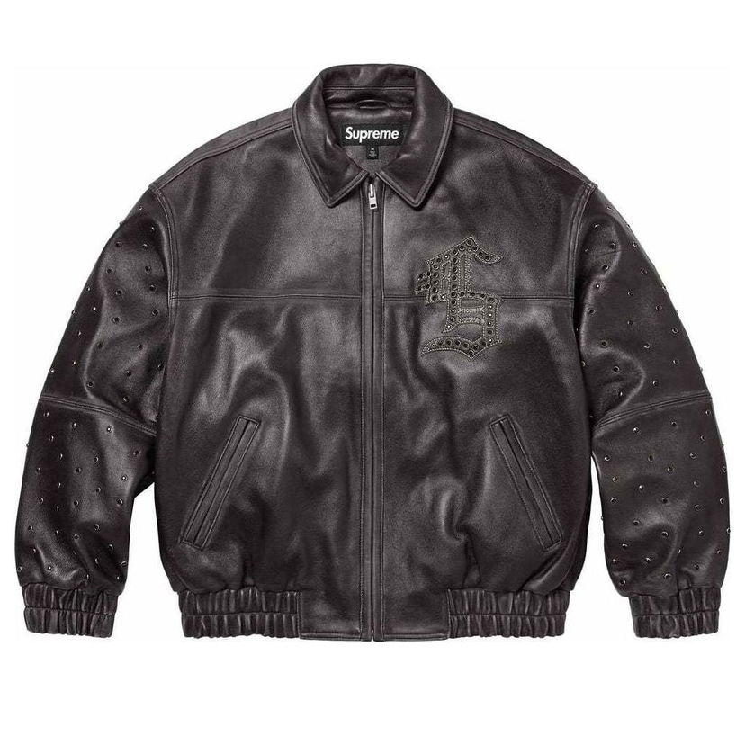 Bomber bunda Supreme Gem Studded Leather Jacket Čierna | SUP-SS24-132