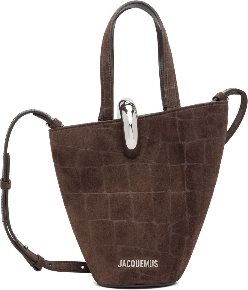 Tote bag Jacquemus 'The small Bambola' Croc-Effect Suede Top Handle Tote Hnedá | 25HBAW00389AC07A09
