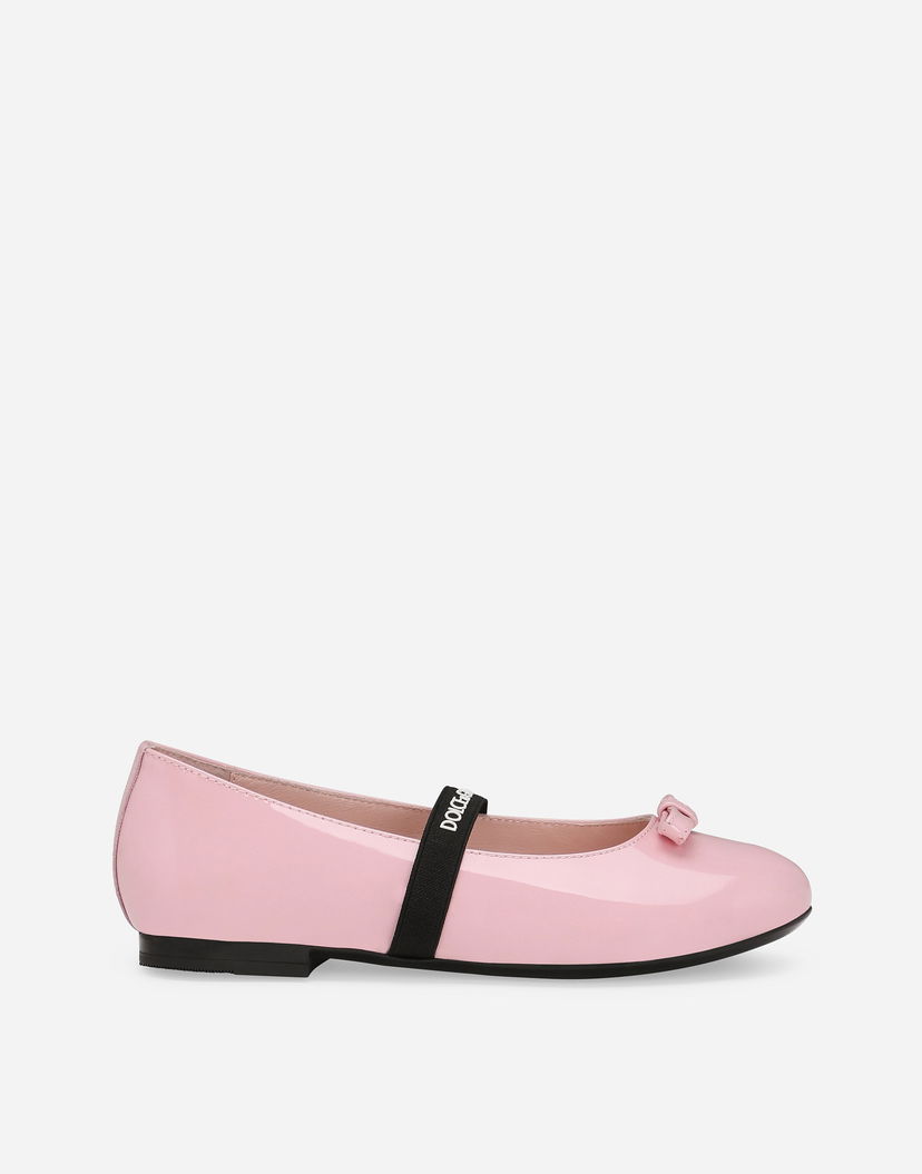 Tenisky a topánky Dolce & Gabbana Patent Leather Ballet Flats With Bow Ružová | D11294A483180400