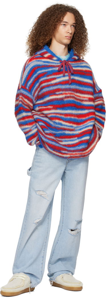 Sveter ERL ERL Striped Knit Hoodie Červená | ERL07N015, 3