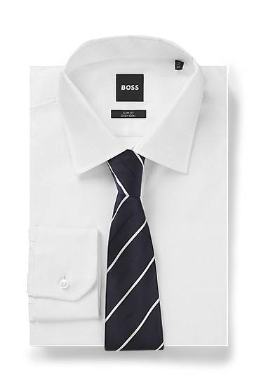 Doplnky BOSS Silk Blend Tie with Diagonal Stripe Navy | 50550914, 1