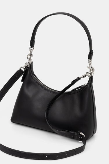 Taška cez rameno Coach Leather Shoulder Bag with Chain Strap Čierna | CW640, 2