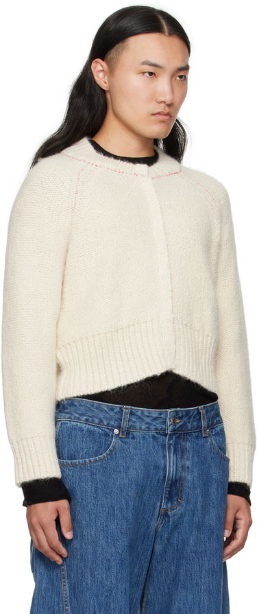 Sveter Eckhaus Latta Eckhaus Latta Fisherman's Bomber Cardigan Biela | 8264-EL-PF25-EG -, 4