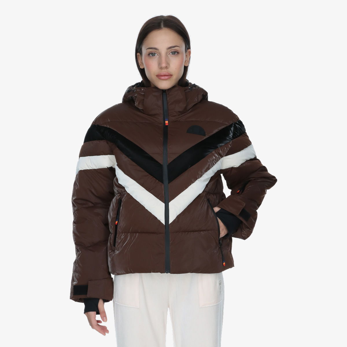 Prešívaná bunda Ellesse Milica Chevron Puffer Jacket Hnedá | ELA253F501-41, 1