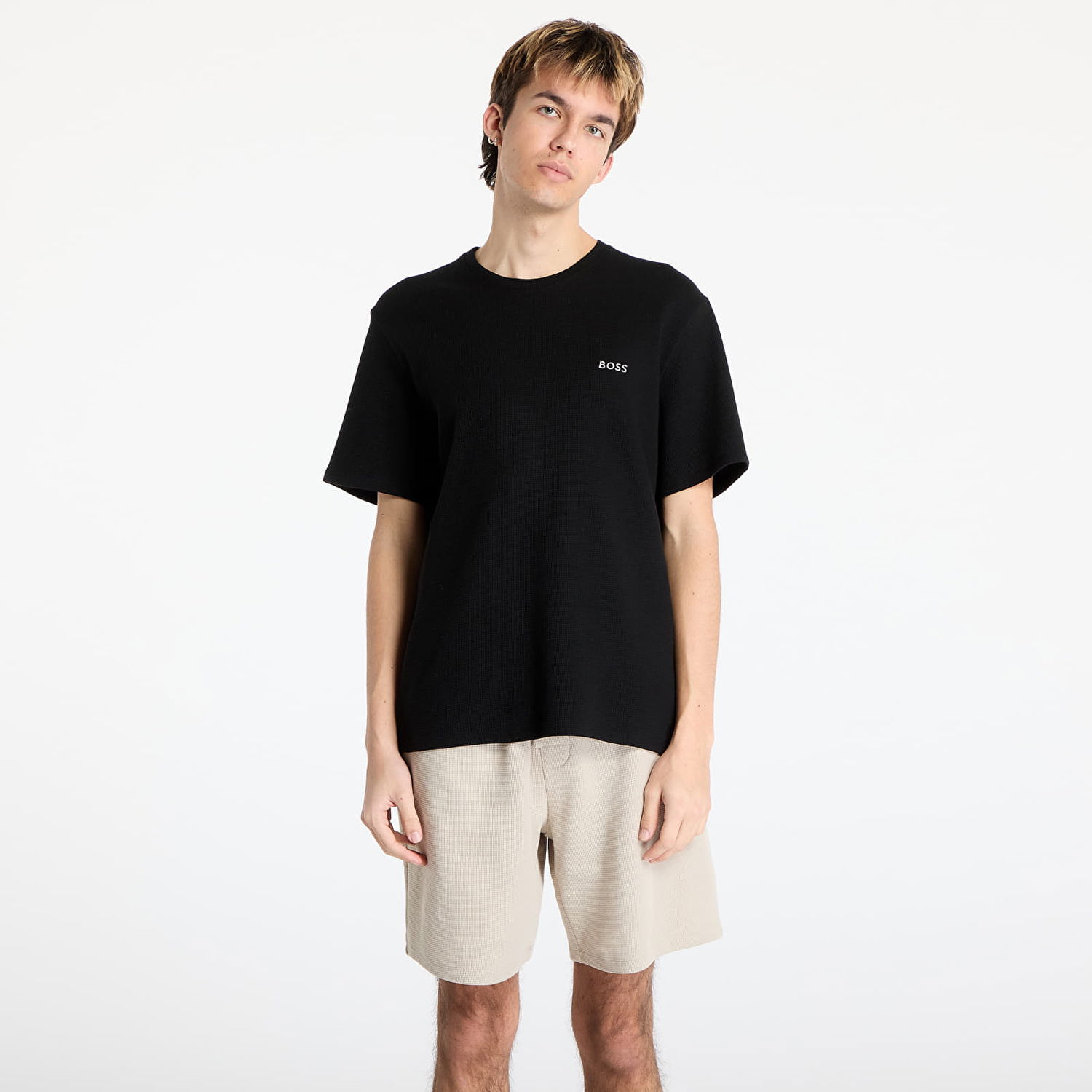 Tričko BOSS Hugo Boss Men's Waffle T-Shirt Čierna | 50535891-001, 0