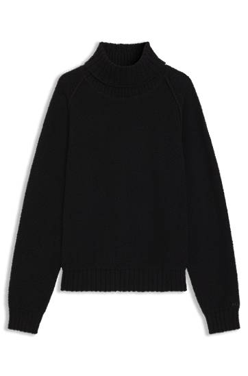 Sveter BOSS Rollneck sweater in cotton-blend bouclé Čierna | 50546996, 0