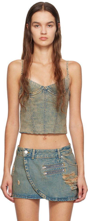 Sukňa Miaou Miaou Kiko Denim Tank Top Modrá | 7075SD4GAD, 0