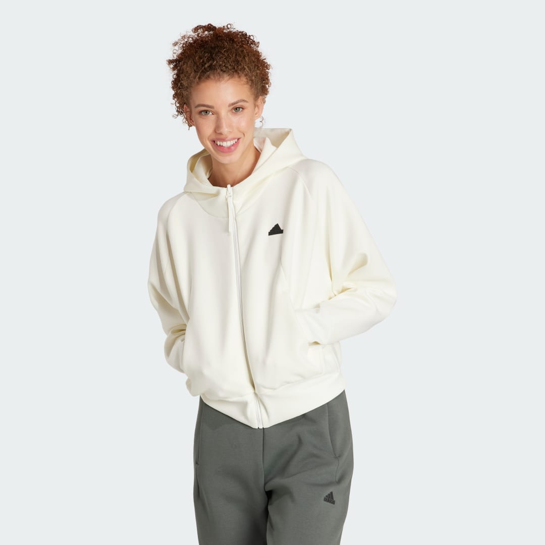 Mikina adidas Performance Sportswear Z.N.E. Full-Zip Hoodie Biela | IS3918, 0
