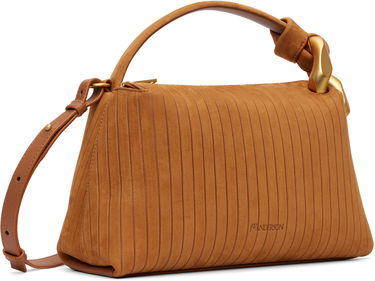 Taška cez rameno JW Anderson The JWA Corner Pleated Suede Shoulder Bag with Sculptural Chain Handle Hnedá | HB0755-LA0375, 1
