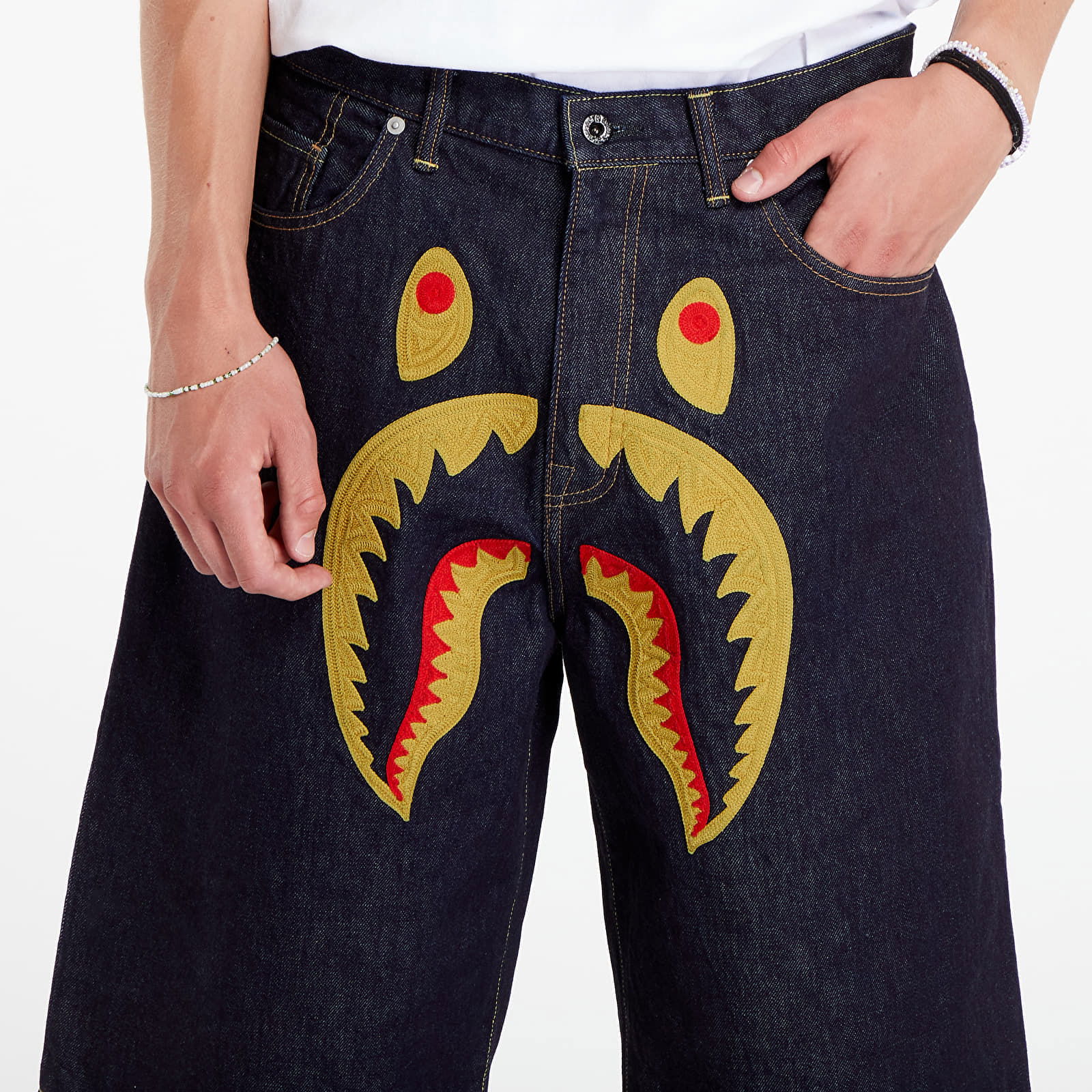 A BATHING APE Shark Denim Shorts Indigo