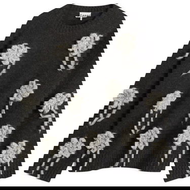 Sveter GANNI GANNI Crochet Flowers Knitted Jumper Šedá | K2624-252, 1