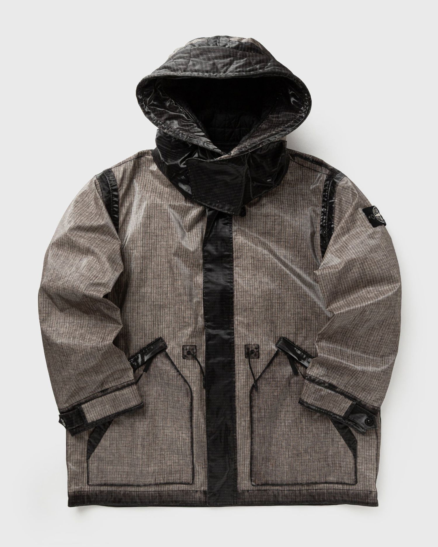 Parka Stone Island Short Hooded Parka with Grid Pattern and Contrast Panels Rôznofarebný | K2S154100079S0237.V0061, 0