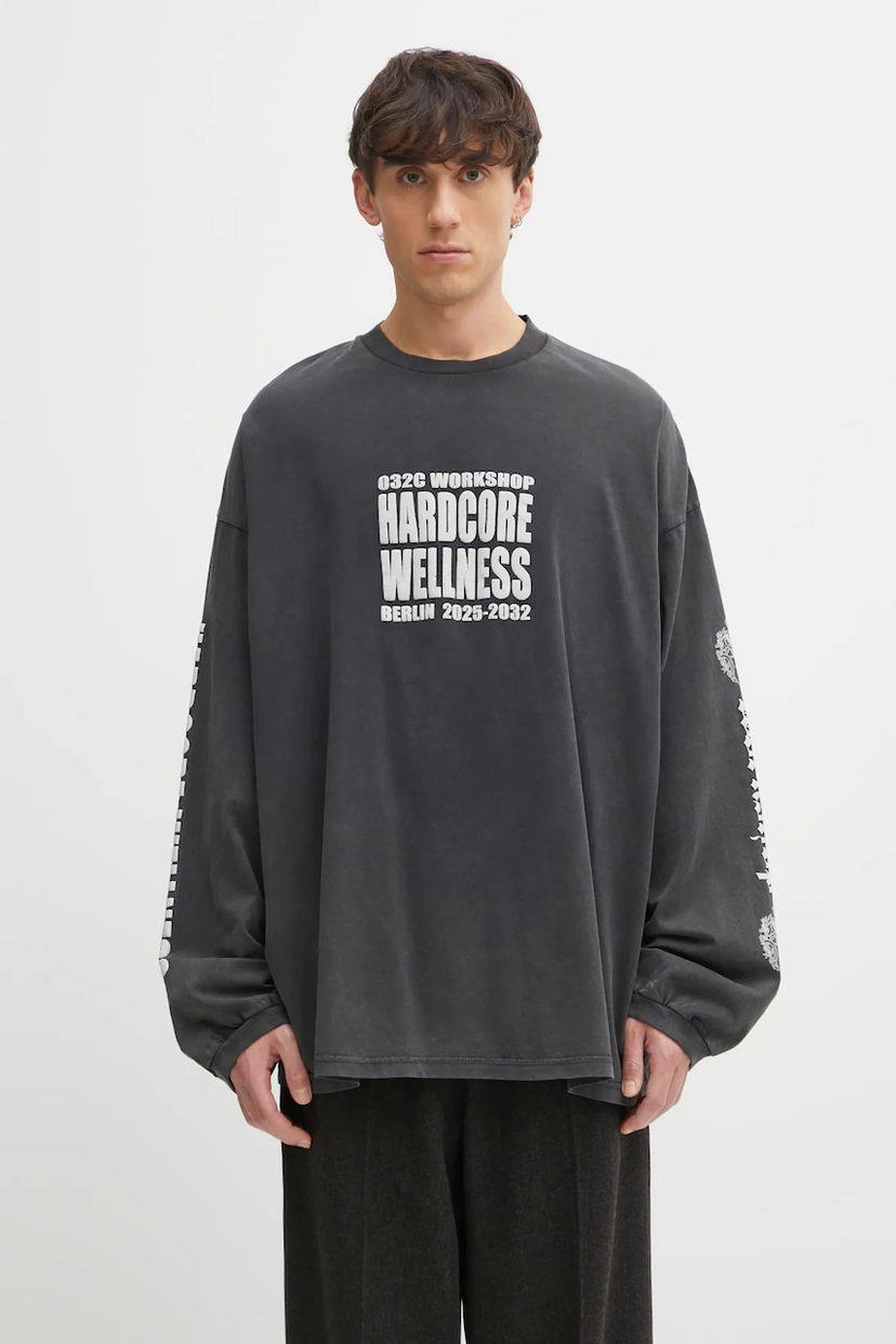 Tričko 032C 032C Hardcore Wellness Long-Sleeve T-Shirt Šedá | F25.URC.0274.050