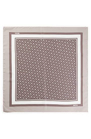 Šál BOSS BOSS Printed Silk Twill Scarf Béžová | 50536118, 0