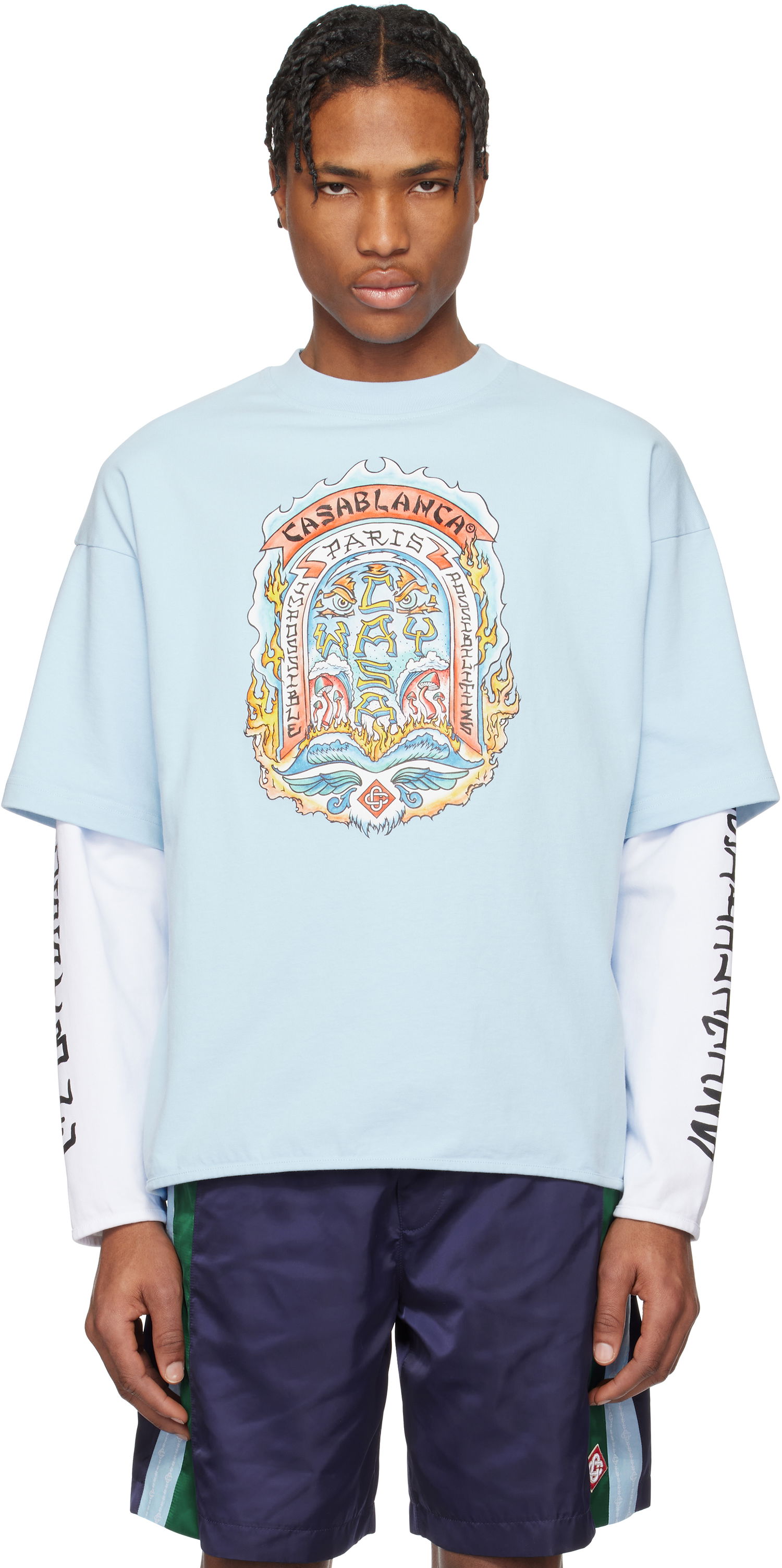 Tričko Casablanca Casablanca 'Casa Way' Skate Double Layer T-Shirt Modrá | MS25-JTP-348-01, 0