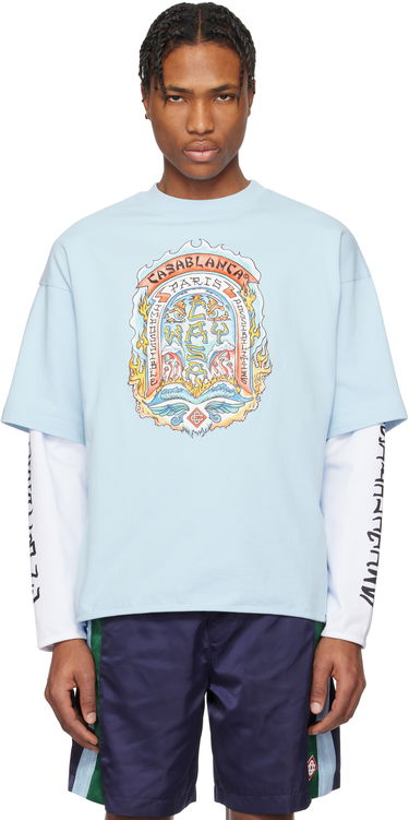 Tričko Casablanca Casablanca 'Casa Way' Skate Double Layer T-Shirt Modrá | MS25-JTP-348-01, 0