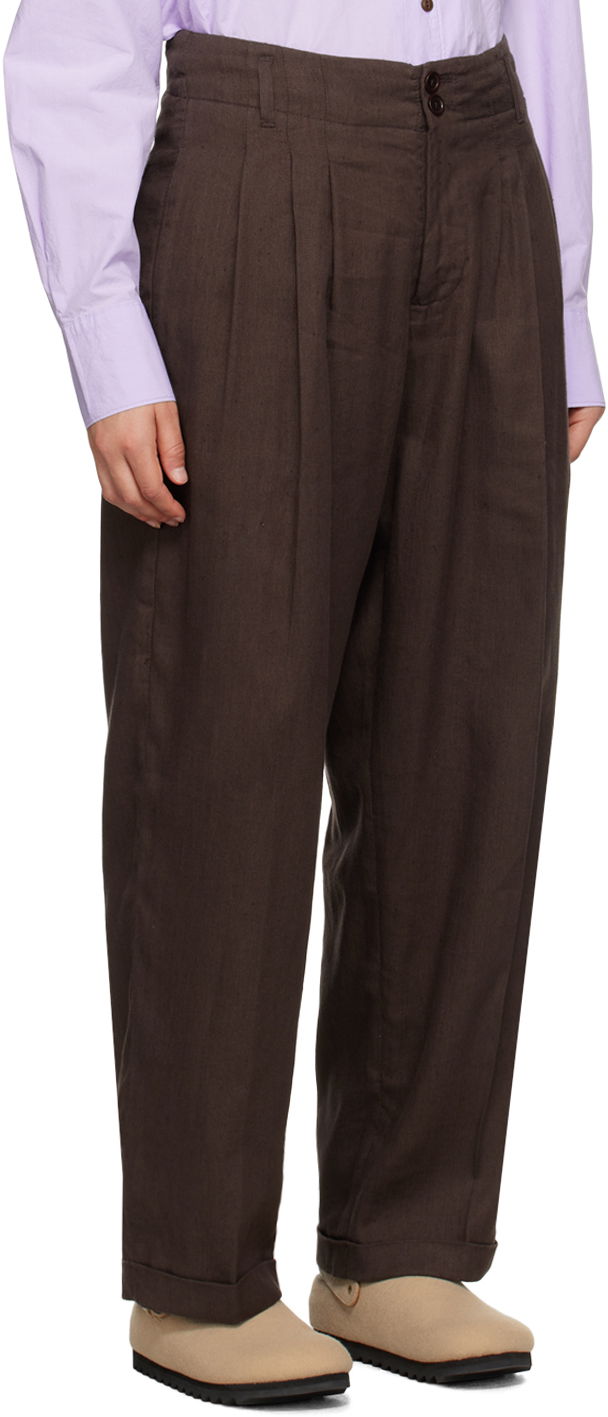 Nohavice YMC YMC Keaton Pleated Trousers Hnedá | Q4UMI, 1