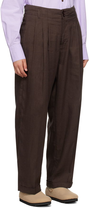 Nohavice YMC YMC Keaton Pleated Trousers Hnedá | Q4UMI, 1