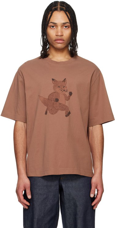 Tričko MAISON KITSUNÉ Maison Kitsuné Speedy Fox Print Oversize T-Shirt Hnedá | OM00109KJ0008, 0