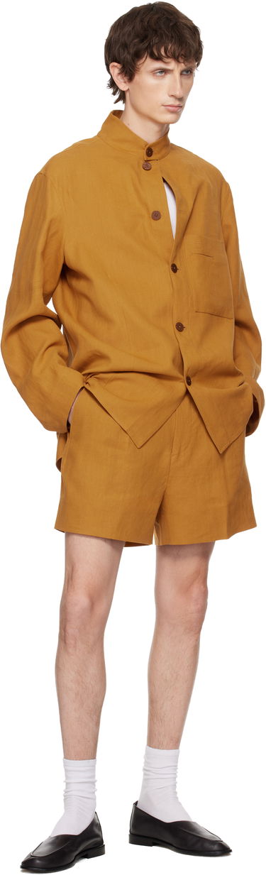 Košeľa ZEGNA Long Sleeve Standing Collar Button-Up Overshirt Oranžová | 973C59A9 SON95, 3